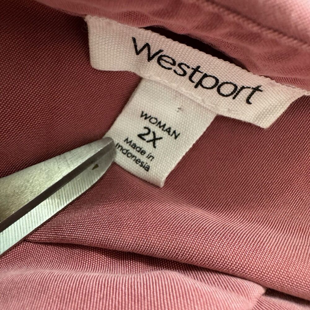 Westport Modal Blend Womens Plus Size 2X Roll Tab Long Sleeve Button Up Top - Picture 2 of 12